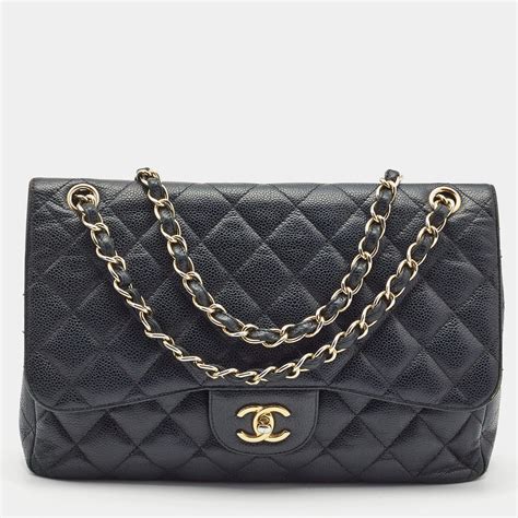 chanel caviar black bag|Chanel Classic Double Flap Quilted Caviar Gold.